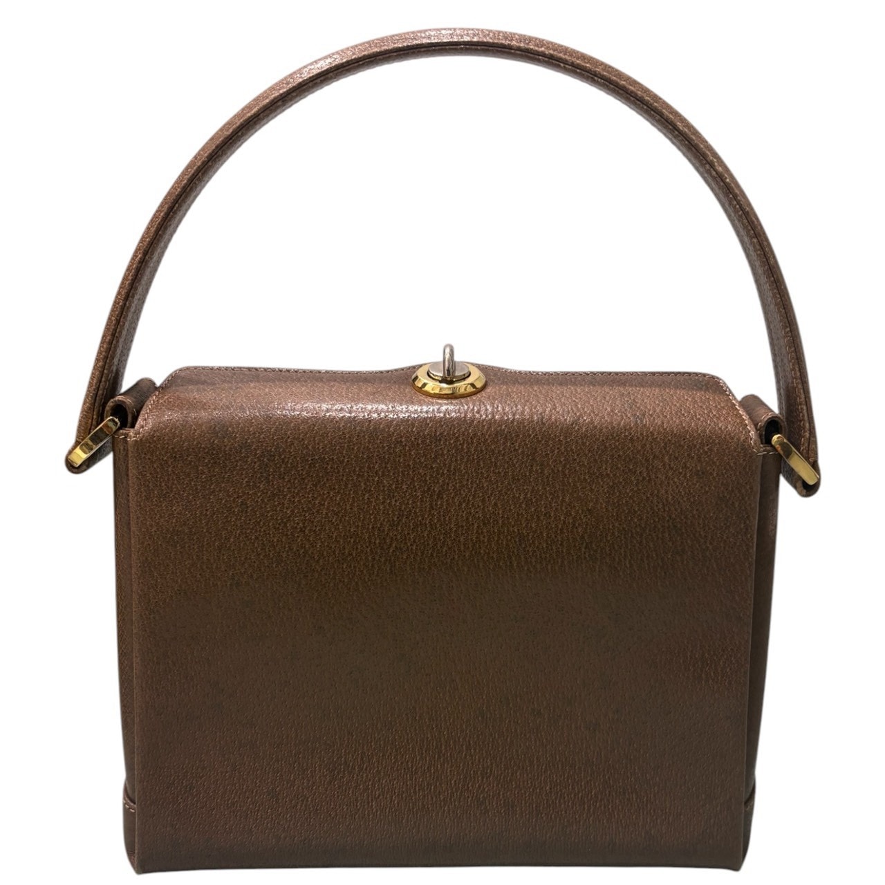 GUCCI グッチ ヴィンテージ カーフレザー ブラウン ゴールド金具 レザー ハンドバッグ S1-00165 【中古】