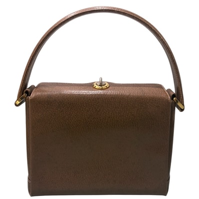 GUCCI グッチ ヴィンテージ カーフレザー ブラウン ゴールド金具 レザー ハンドバッグ S1-00165 【中古】