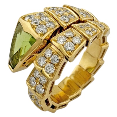ブルガリ セルペンティヴァイパー リング 指輪 12号 18金 K18イエローゴールド ペリドット レディース BVLGARI 中古