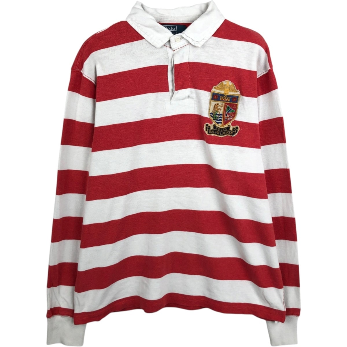 古着 ラルフローレン Ralph Lauren POLO by Ralph Lauren CUSTOM FIT ボーダー柄 長袖 ラガーシャツ メンズL相当/eaa668859