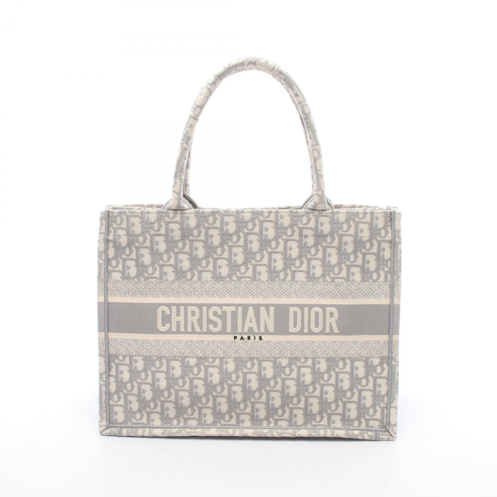 ディオール Dior BOOK TOTE ブックトート ミディアム トートバッグ バッグ キャンバス レディース ホワイト系 / グレー系 【中古】