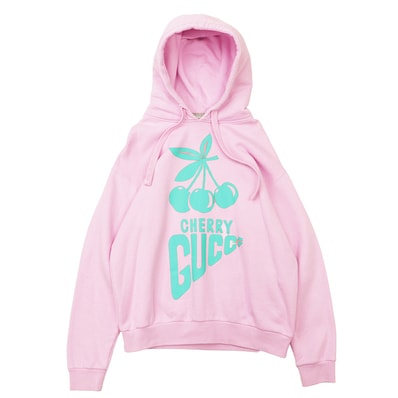 【美品】GUCCI グッチ スウェット メンズ サイズ S CHERRY チェリー さくらんぼ フレンチテリー トレーナー パーカー フーディー トップス ピンク 桃色 柄 イタリア製