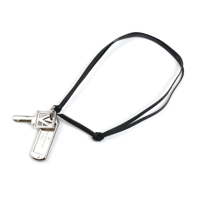 LOUIS VUITTON ルイ・ヴィトン メタル レザー コリエ プラーク V スクエア ネックレス M61984 RM0147 ユニセックス【中古】【美品】