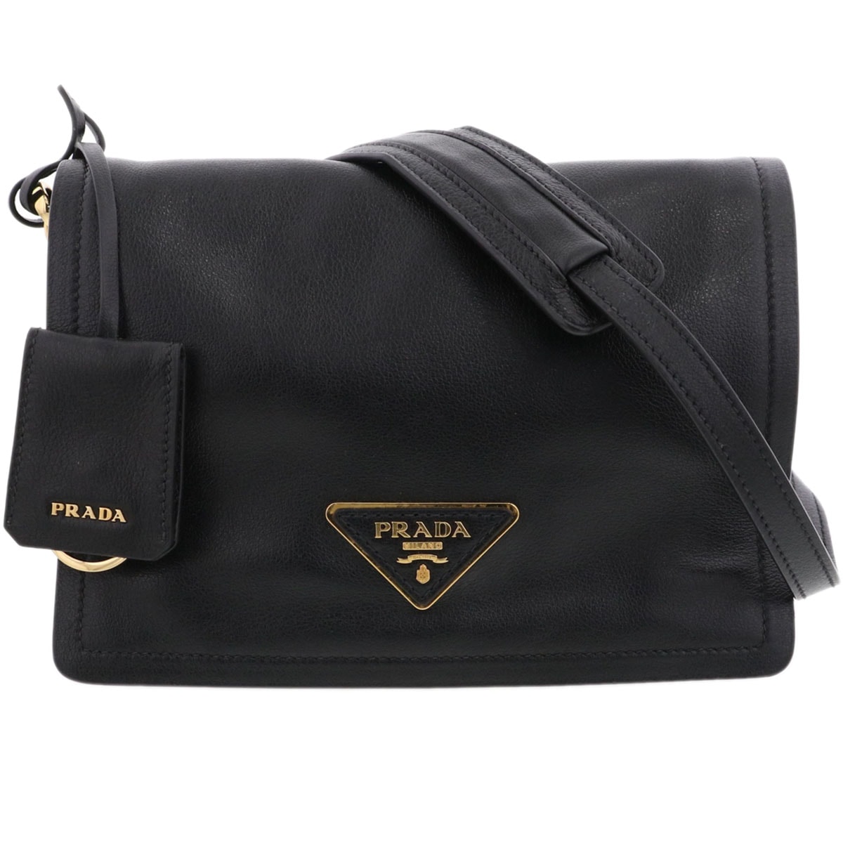 PRADA プラダ エティケット バッグ ショルダーバッグ 1BD081 レザー ブラック レディース【中古】
