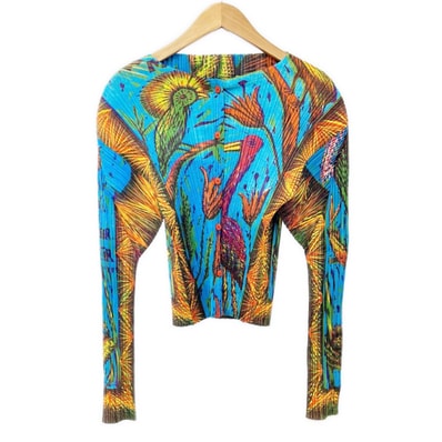 ISSEY MIYAKE イッセイミヤケ PLEATSPLEASE プリーツシャツ サイズ3 レディース PP14JD244 ブルー