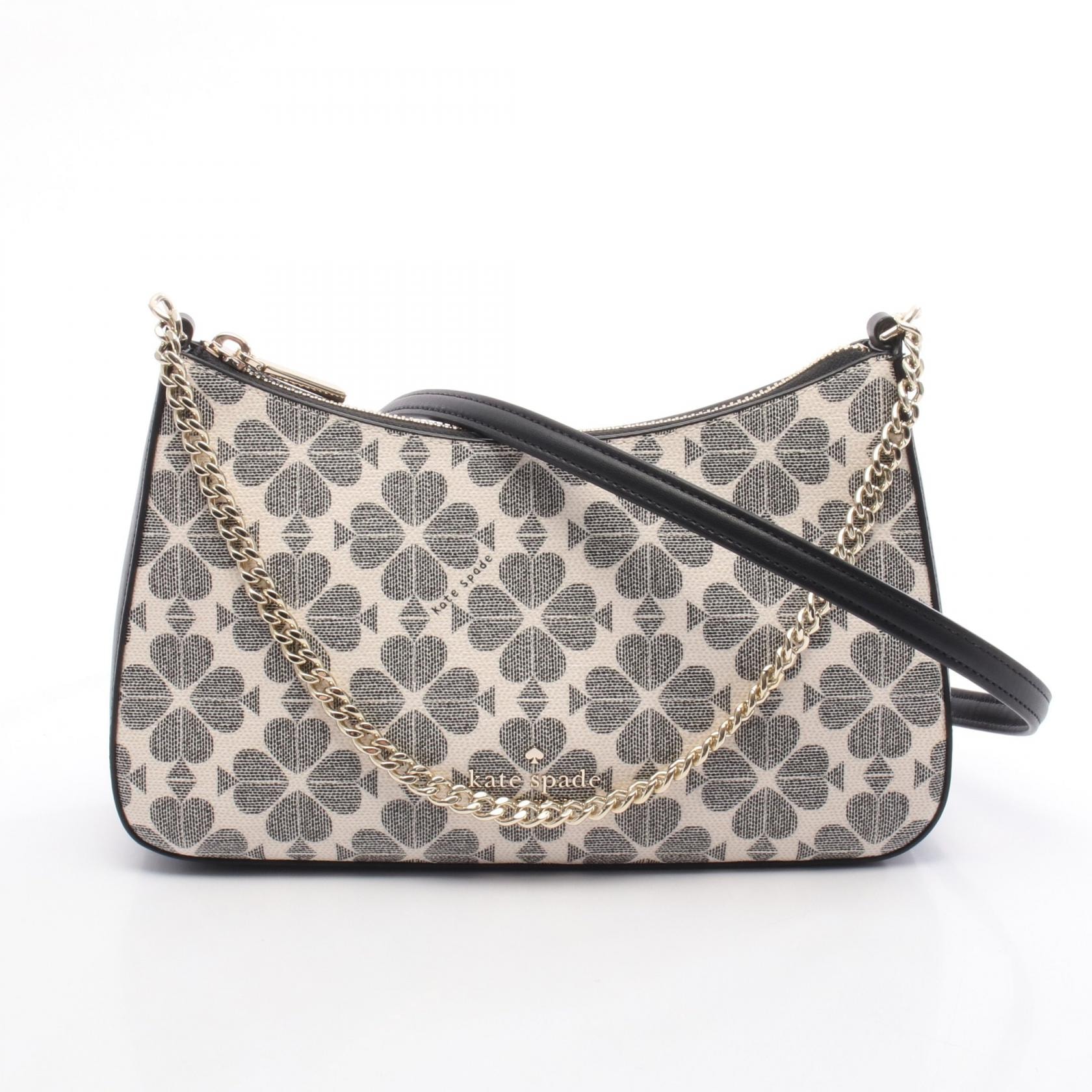 ケイトスペード Kate Spade ショルダーバッグ バッグ PVCコーティングキャンバス レザー レディース アイボリー系 / ブラック系 K1381 【中古】