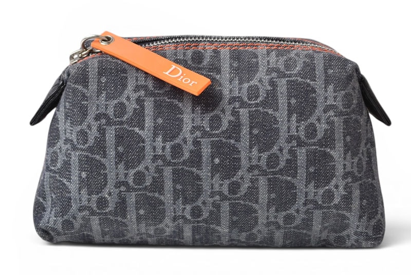 クリスチャンディオール ポーチ/化粧ポーチ Christian Dior フライトライン トロッター デニム ネイビー【中古】
