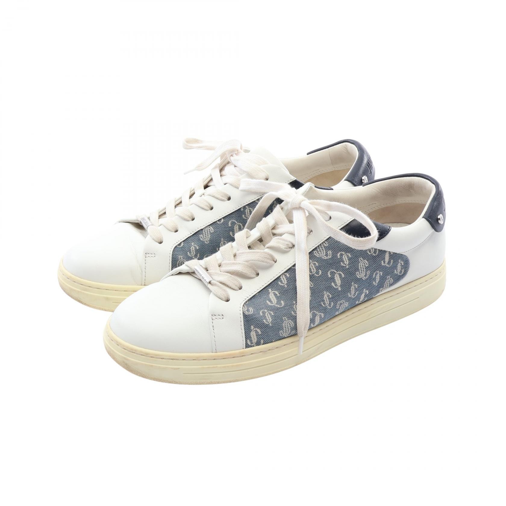 ジミーチュウ JIMMY CHOO ROME JCロゴ スニーカー 靴 レザー デニム メンズ ホワイト系 / ブルー系 / ネイビー系 【中古】