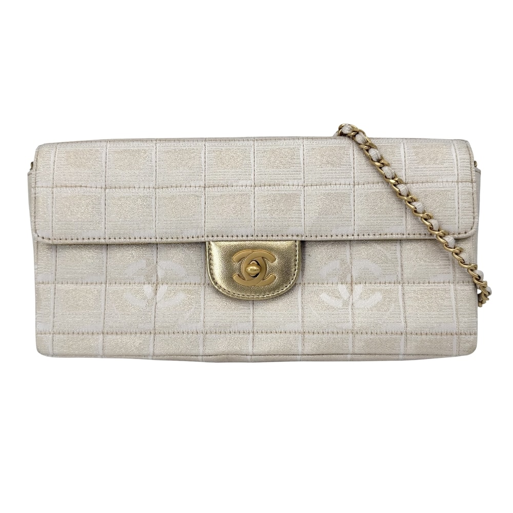 CHANEL シャネル ハンドバッグ ニュートラベルライン チェーンショルダーバッグ チョコバー ココマーク 肩掛け ナイロン レザー ベージュ ゴールド金具 レディース【中古品】