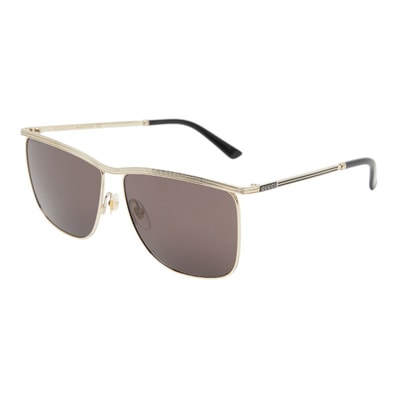 グッチ サングラス スクエア GG0821S ゴールド ブラック メタル プラスチック メンズ GUCCI 【中古】