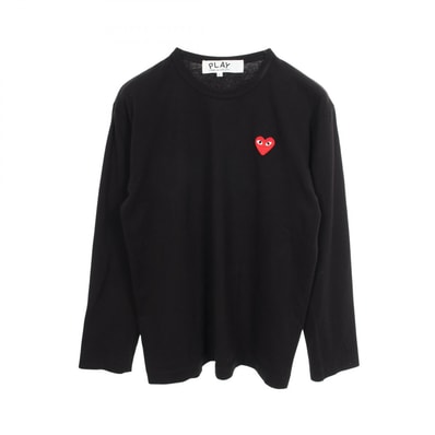 プレイコムデギャルソン PLAY COMME des GARCONS ハートロゴ 長袖Tシャツ 衣料品 トップス コットン メンズ ブラック系 【中古】