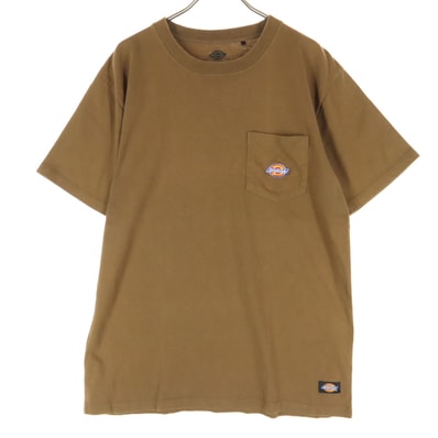 Dickies ディッキーズ ワンポイントロゴ 半袖 クルーネック Tシャツ L ブラウン コットン