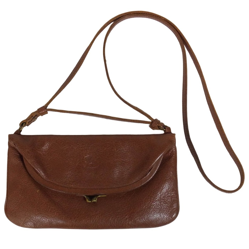 IL BISONTE イルビゾンテ ショルダーバッグ レザー がま口 ショルダー ポシェット バッグ ライトブラウン系【中古】