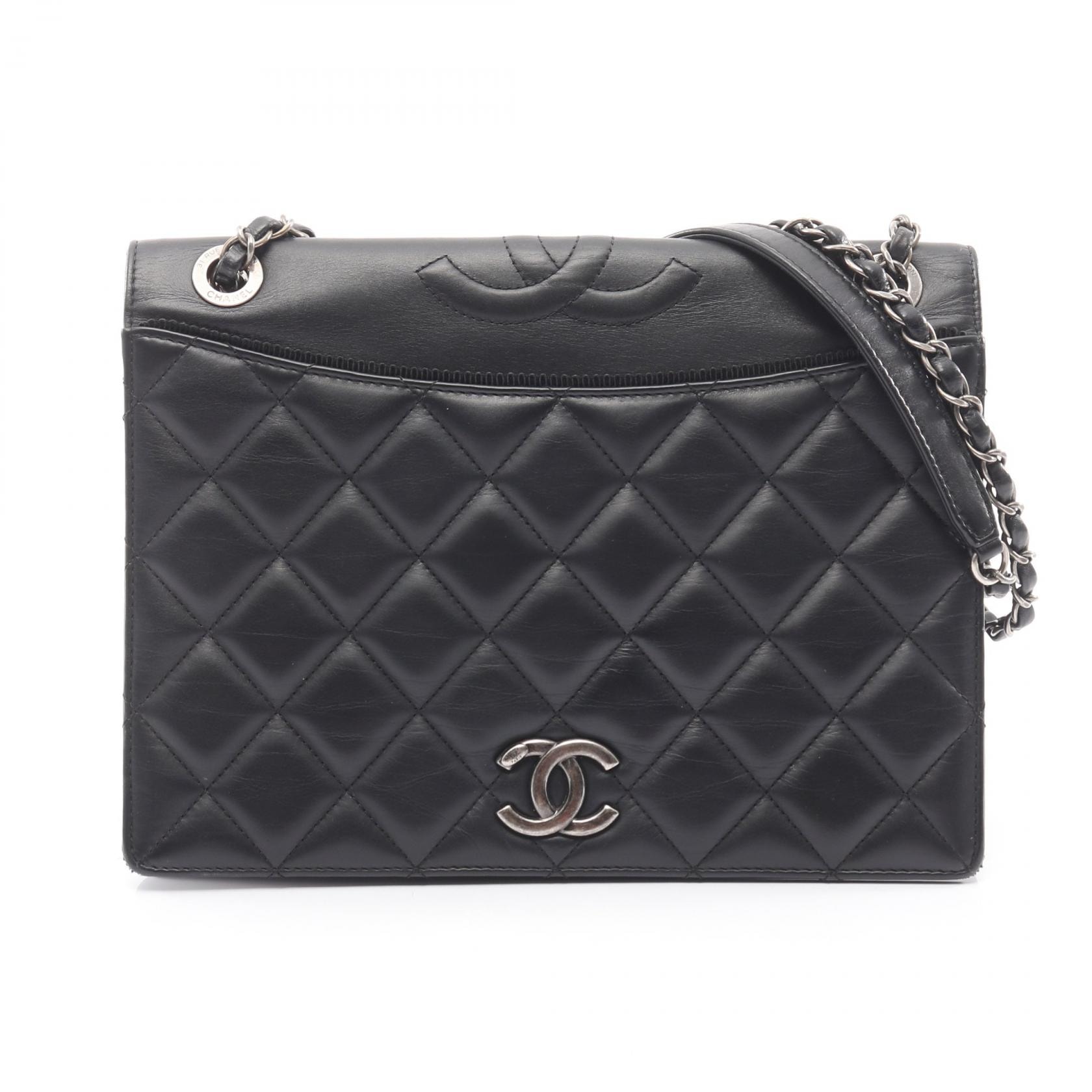 シャネル CHANEL マトラッセ デカココマーク ショルダーバッグ バッグ ラムスキン(羊革) レディース ブラック系 【中古】