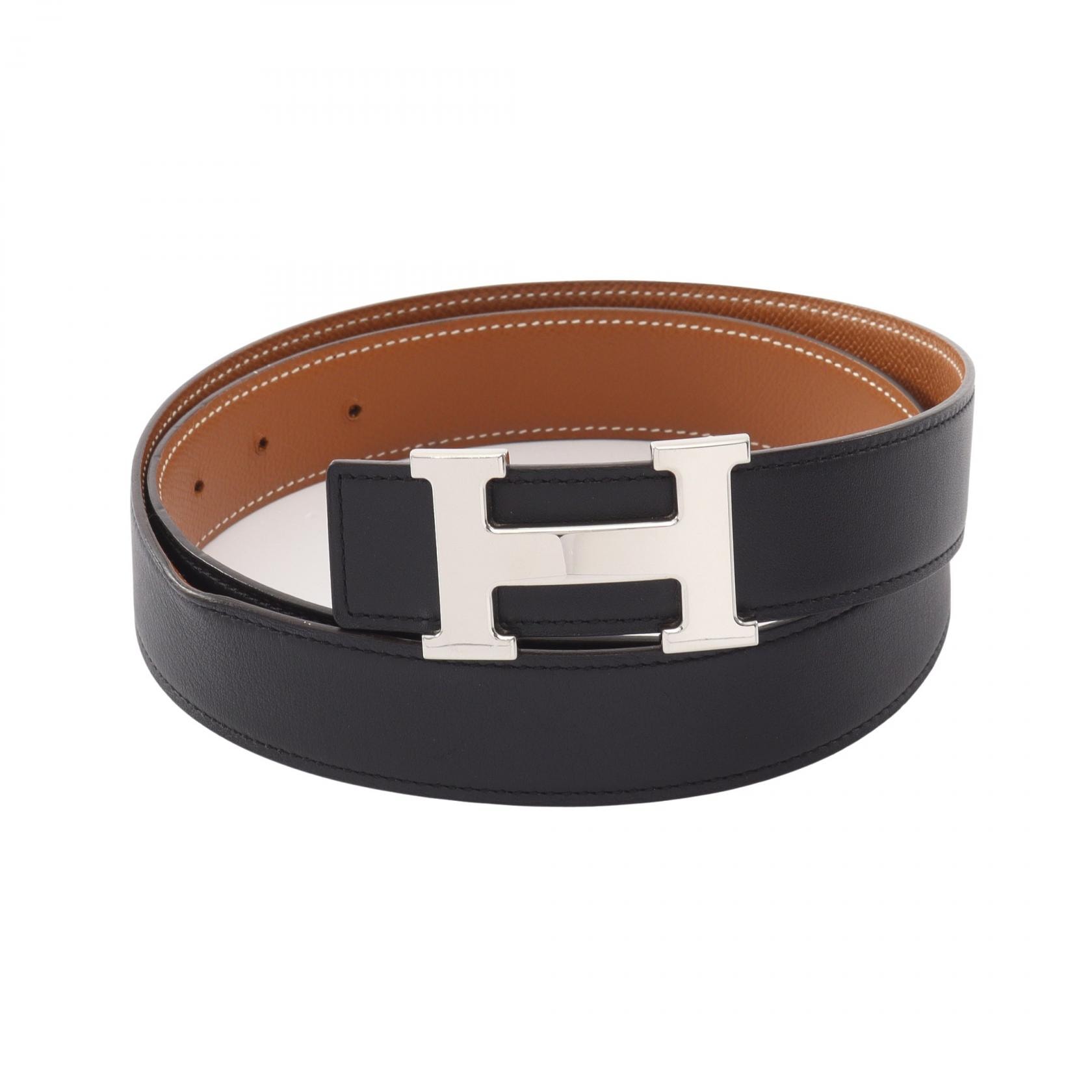 エルメス HERMES コンスタンス Hベルト リバーシブル ベルト 衣料品 カーフ(牛革) トゴ T刻印(2015年製造) メンズ レディース ブラック系 / ブラウン系 【中古】