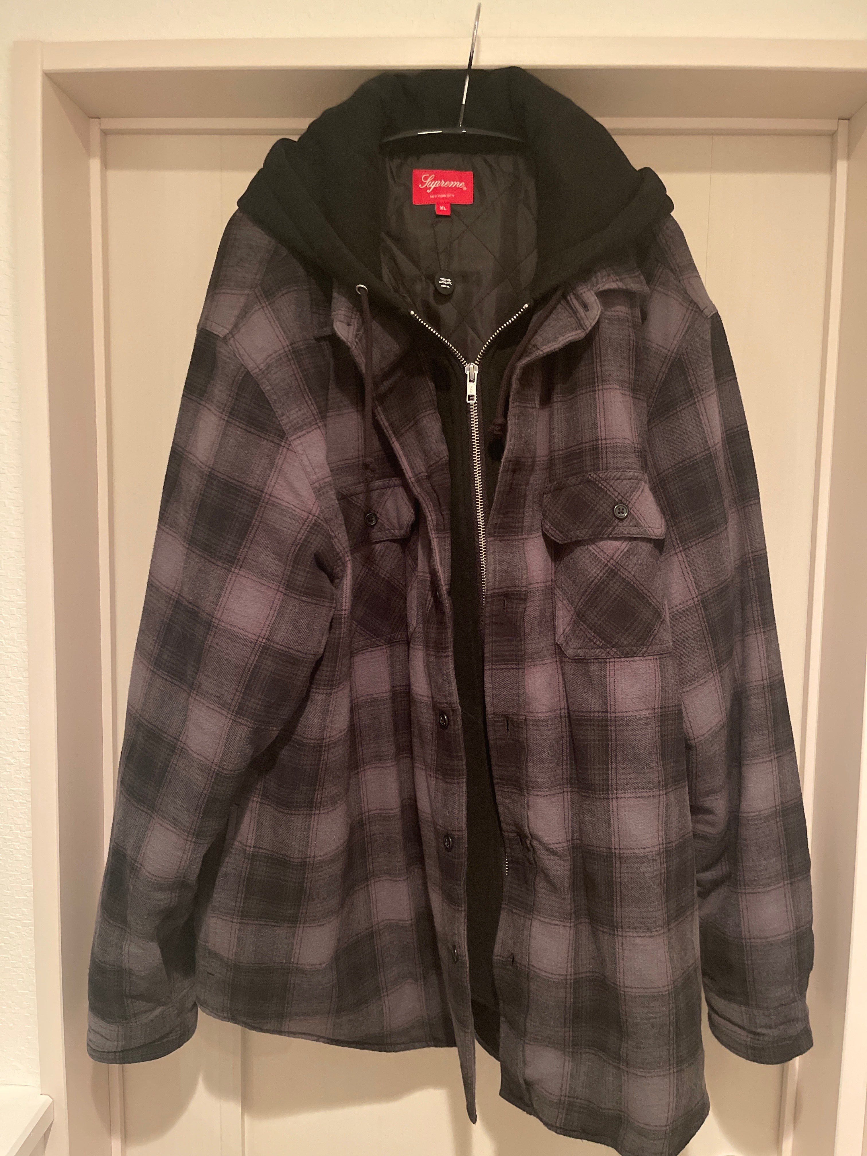 Supreme Hooded Flannel Zip Up Shirt "Black"