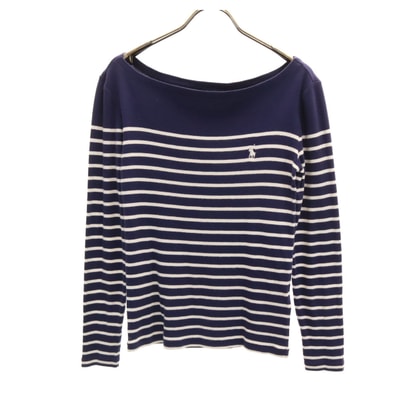 POLO RALPH LAUREN ポロラルフローレン ボーダー柄 長袖 ボートネック Tシャツ S ネイビー ロンT