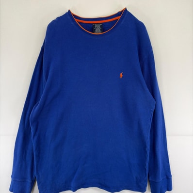 古着 ポロ・ラルフローレン POLO RALPH LAUREN 長袖Tシャツ サーマル 大きいサイズ ロゴ ロンT クルーネック 2XL ブルー系 メンズ