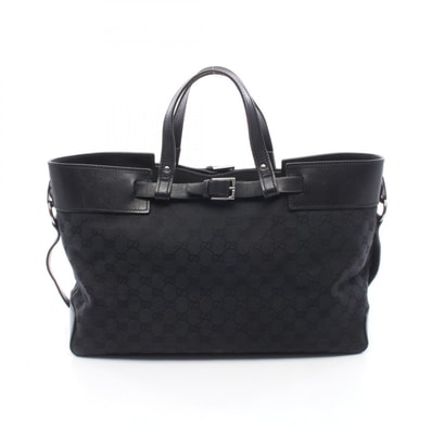 グッチ GUCCI GGキャンバス トートバッグ バッグ キャンバス レザー レディース ブラック系 106251 【中古】