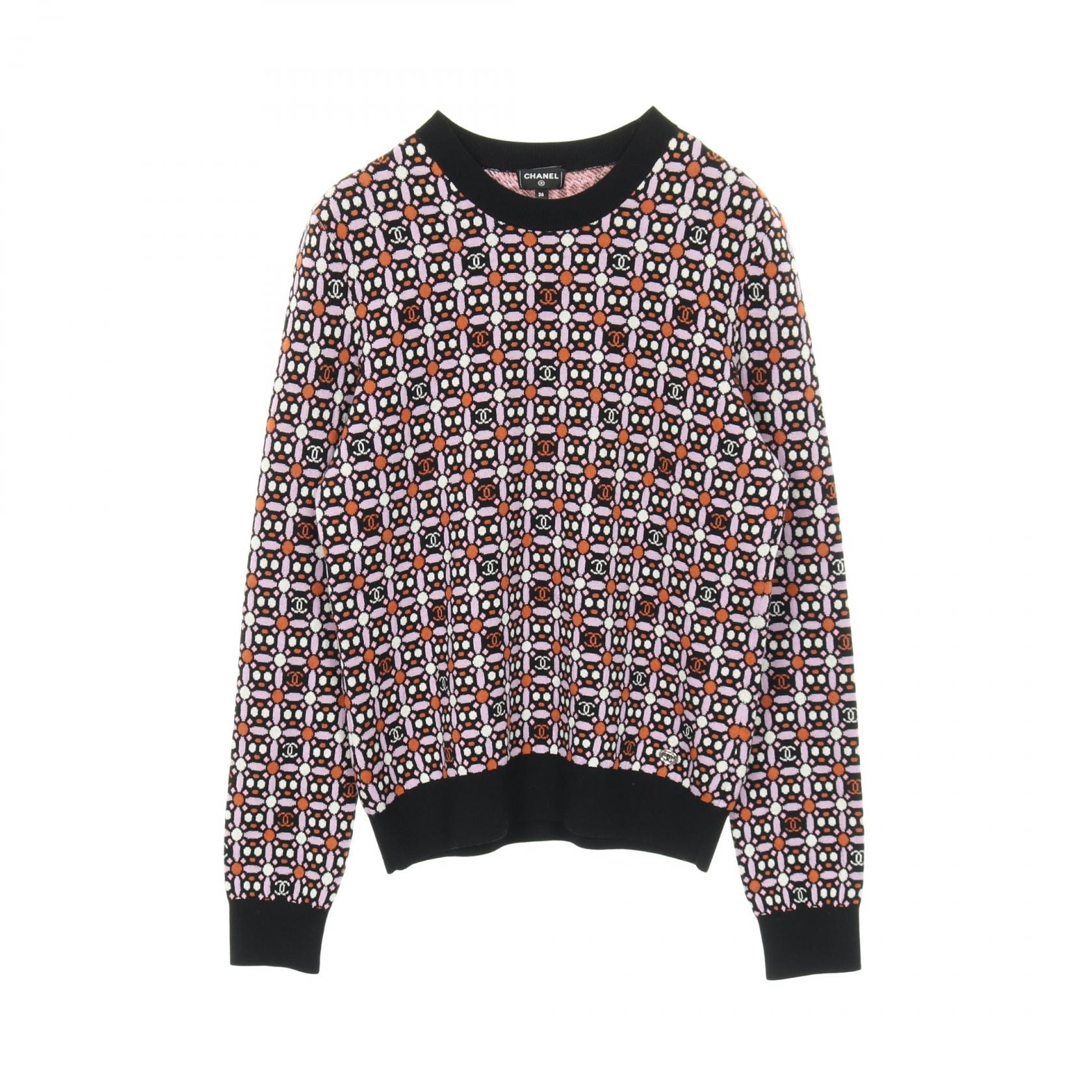 シャネル CHANEL ココマーク ニット 衣料品 トップス ウール コットン レディース ブラック系 / パープル系 / オレンジ系 P75342K10799 【中古】