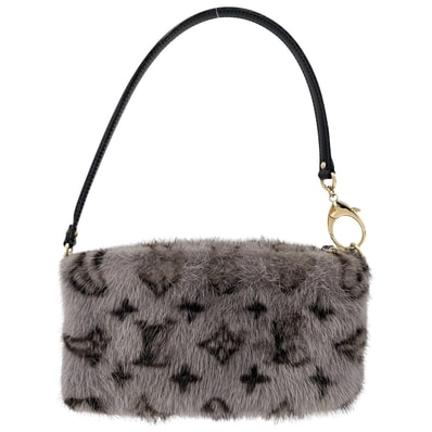 LOUIS VUITTON ルイヴィトン ハンドバッグ ポシェットミラMM チェーン M60185 ミンク グレー ゴールド金具 レディース【中古品】