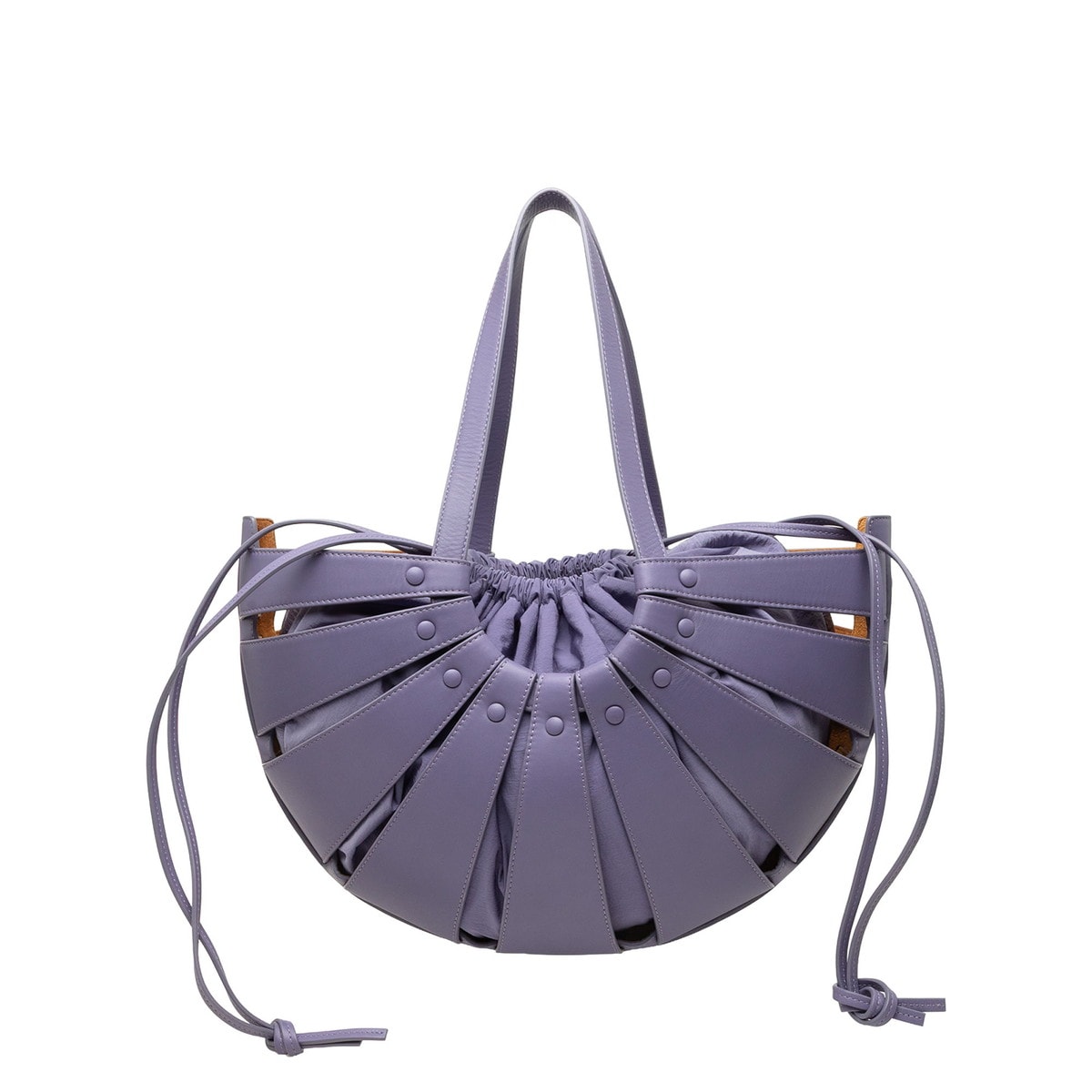 ボッテガヴェネタ ザ・シェル ハンドバッグ ワンショルダーバッグ 巾着 パープル レザー レディース BOTTEGAVENETA 中古