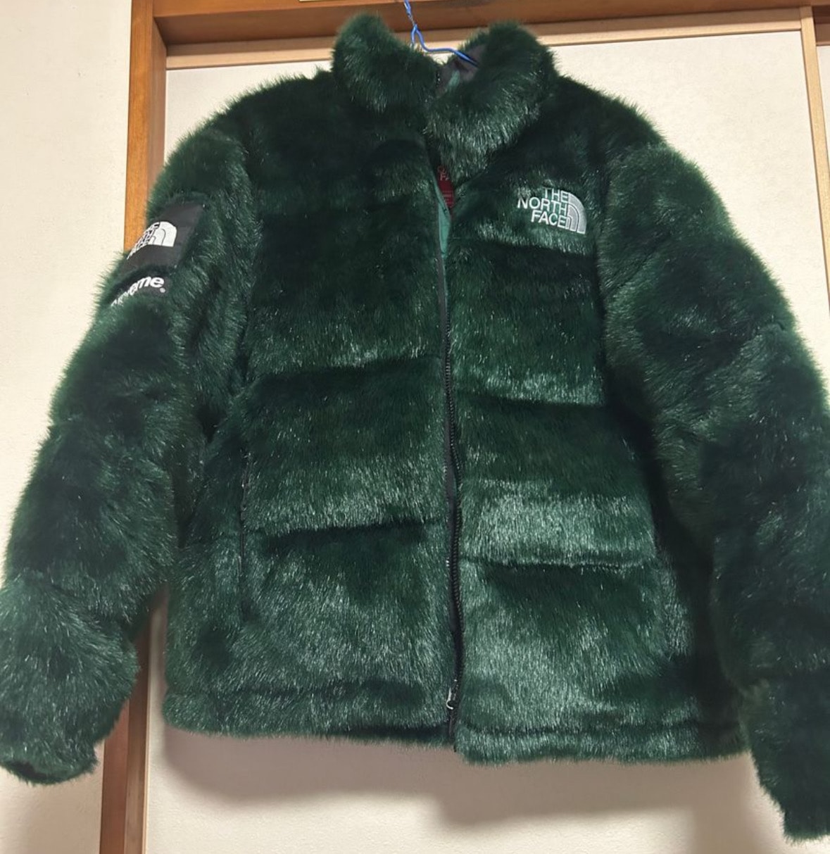 Supreme x The North Face Faux Fur Nuptse Jacket "Green"