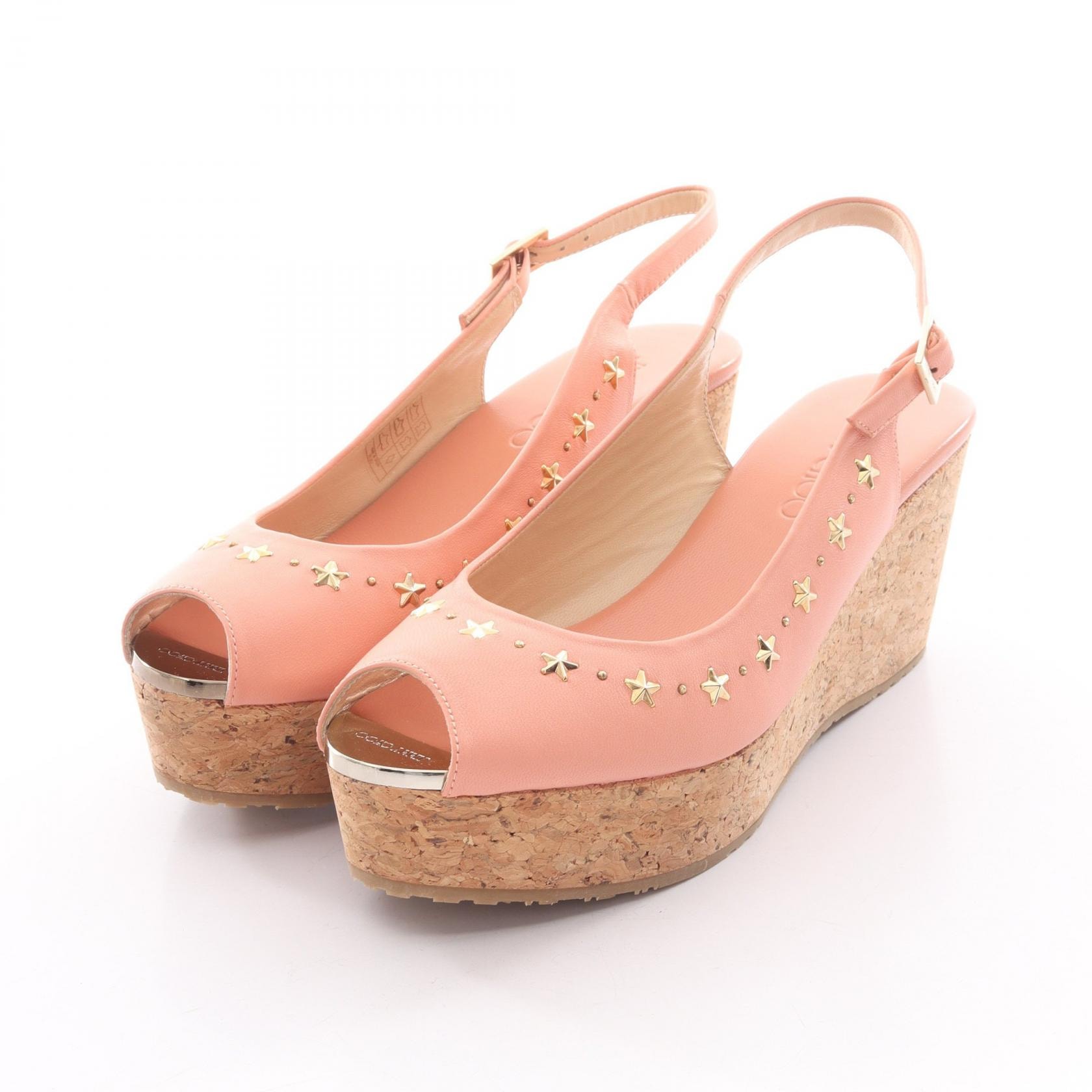 ジミーチュウ JIMMY CHOO PRAISE サンダル 靴 レザー コルク レディース ピンク系 【中古】