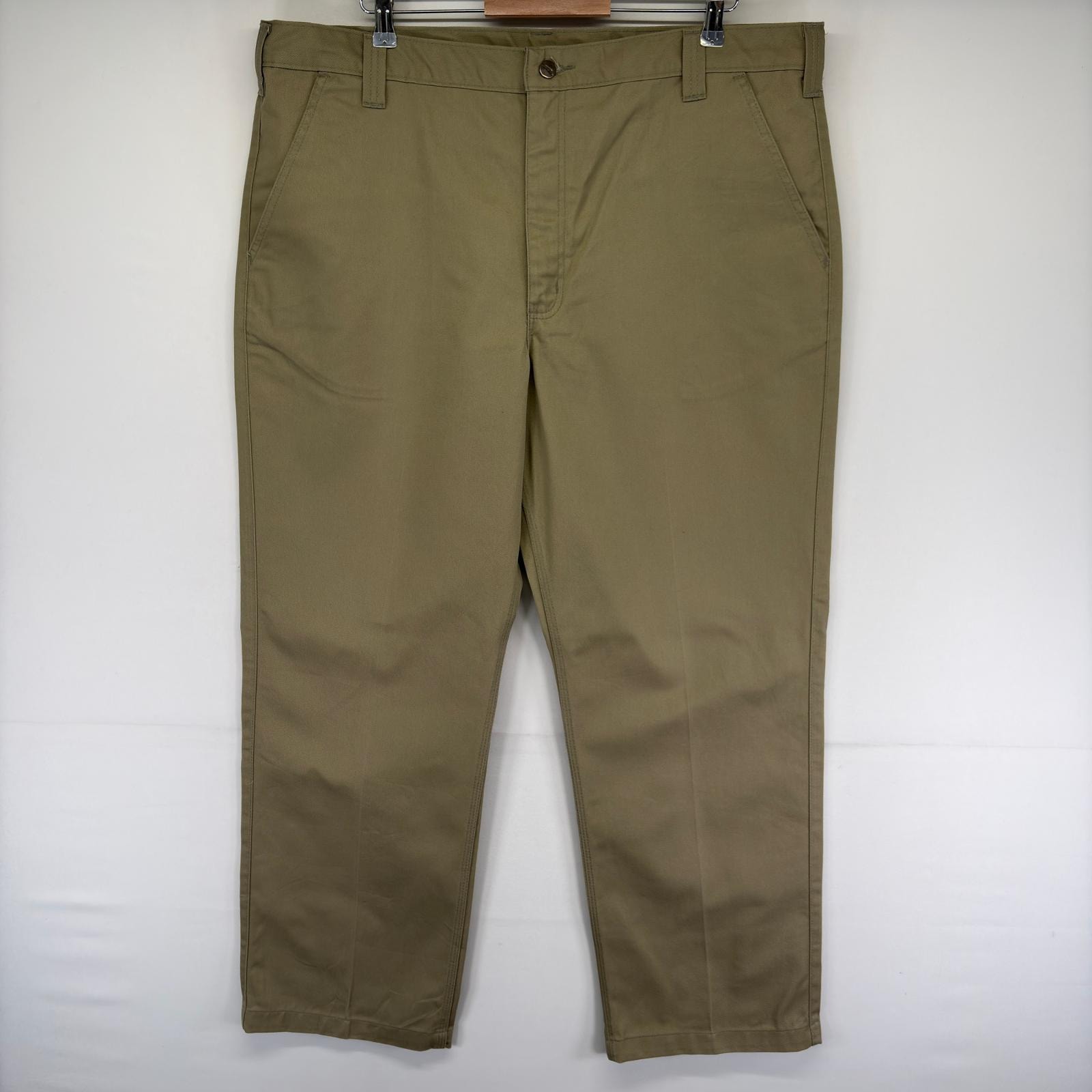 古着 カーハート Carhartt パンツ チノパン ワンポイントロゴ ジップフライ ストレート 大きいサイズ w42 L32  ベージュ系 メンズ