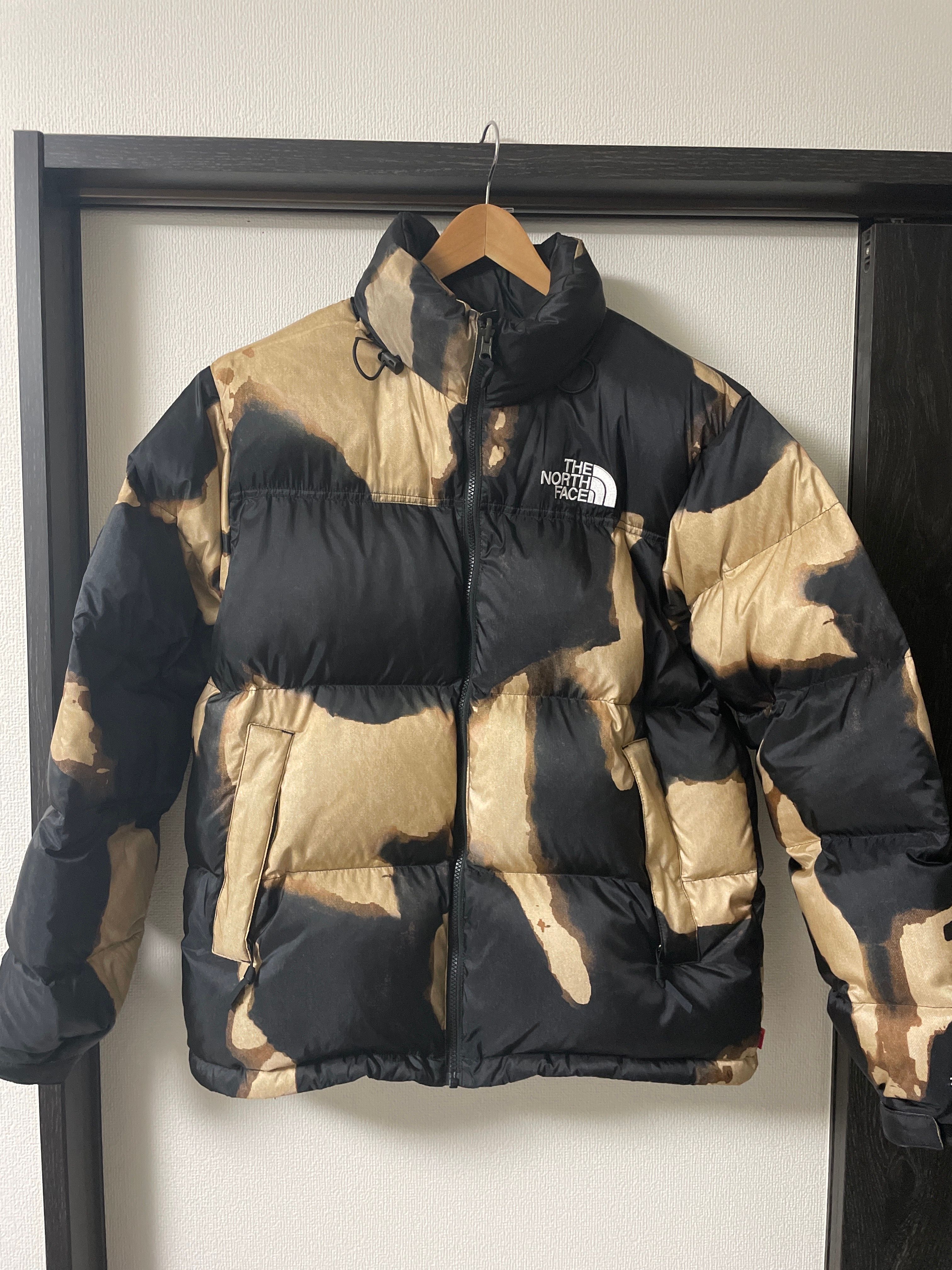 Supreme x The North Face Bleached Denim Print Nuptse Jacket "Black"