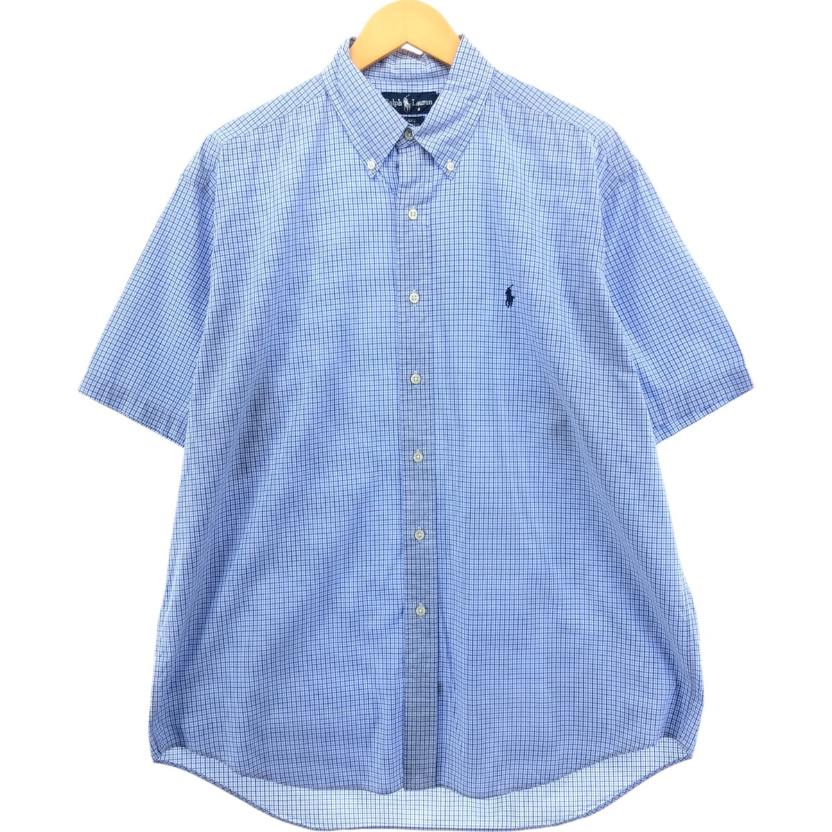 古着 ラルフローレン Ralph Lauren BLAKE 半袖 ボタンダウン チェックシャツ メンズL相当/eaa560801