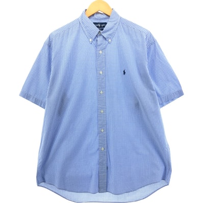 古着 ラルフローレン Ralph Lauren BLAKE 半袖 ボタンダウン チェックシャツ メンズL相当/eaa560801