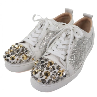 美品 クリスチャンルブタン ローカットスニーカー ホワイト メンズ 42