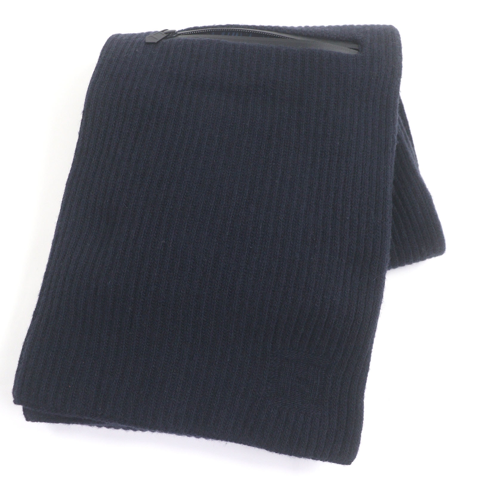 美品 エルメス ニットマフラー ネイビー メンズ