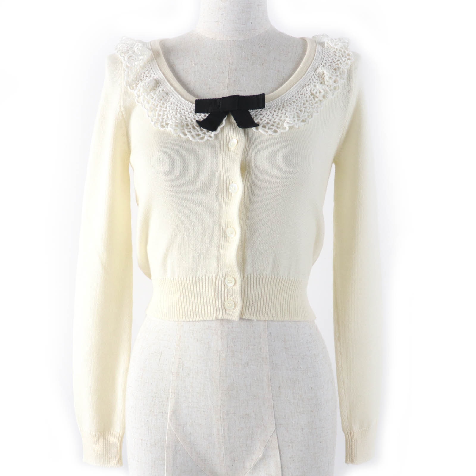美品 ミュウミュウ
 カーディガン アイボリー レディース 36 MMF482