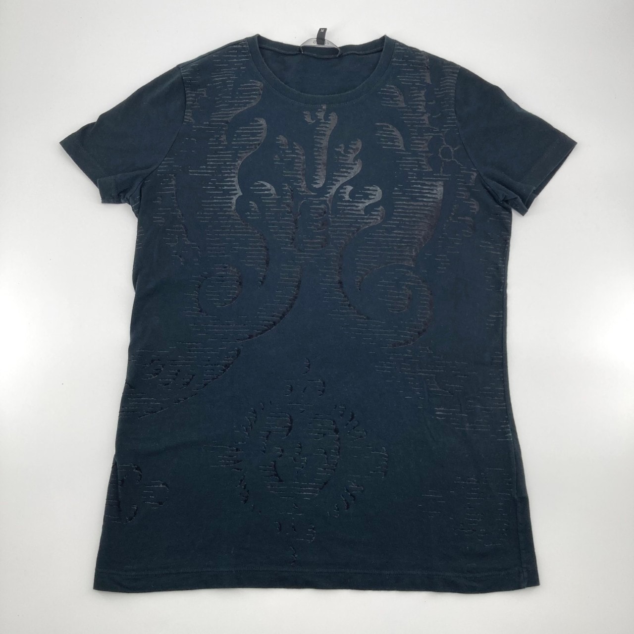 GUCCI(グッチ) バロックモチーフ ベロア フロッキープリント M 271582 半袖Tシャツ ブラック