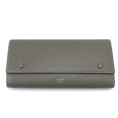 CELINE セリーヌ 長財布 ラージフラップマルチファンクション グレー×イエロー