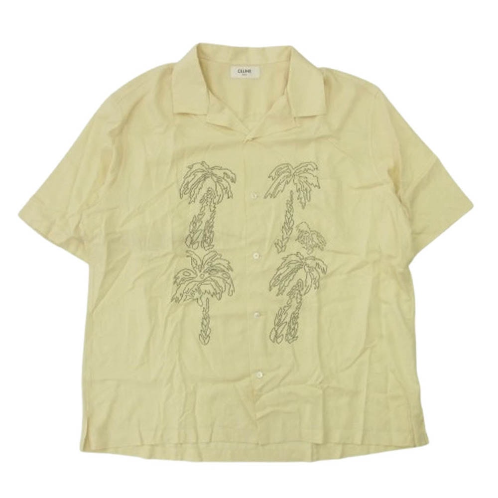 CELINE セリーヌ 半袖シャツ 23SS 2C947852C エンブロイダリー ハワイアン オープンカラー 半袖 シャツ ベージュ系 42【中古】