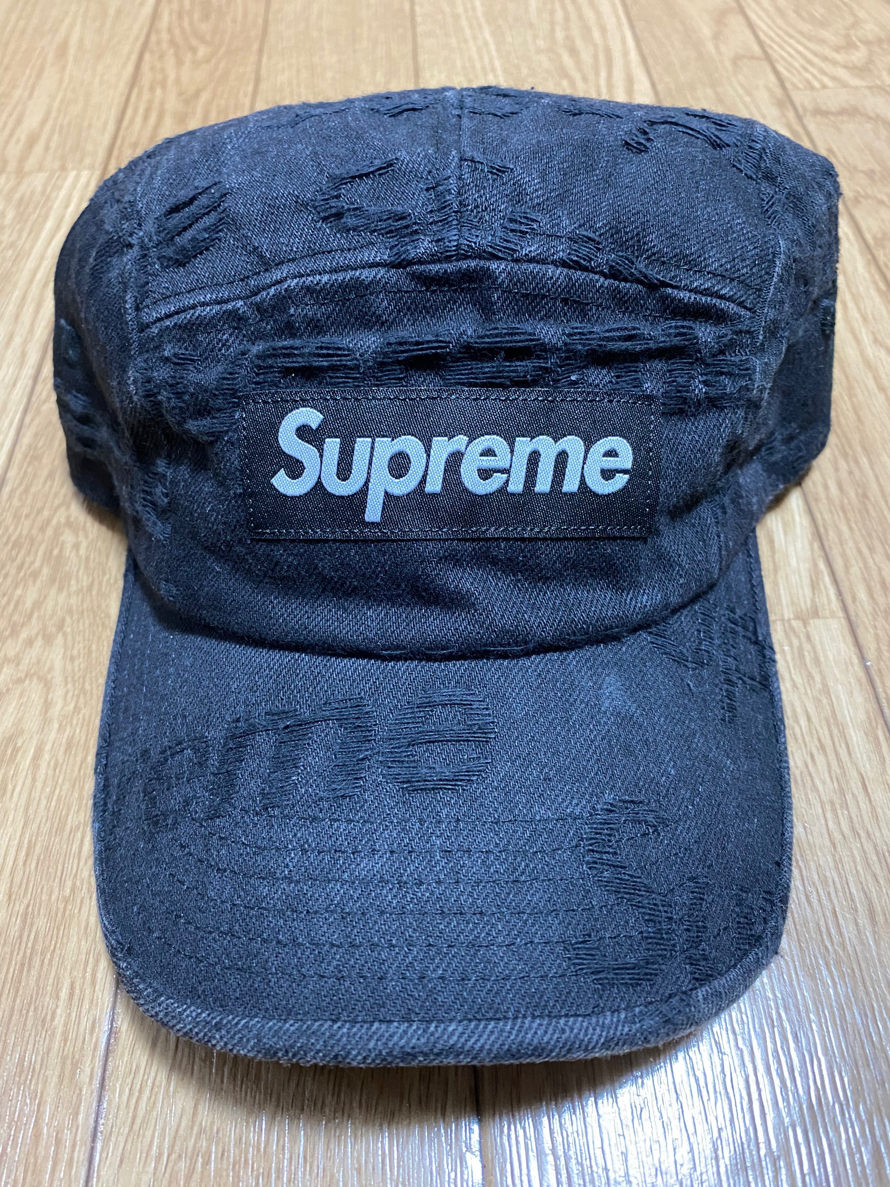 Supreme Frayed Logos Denim Camp Cap "Black"