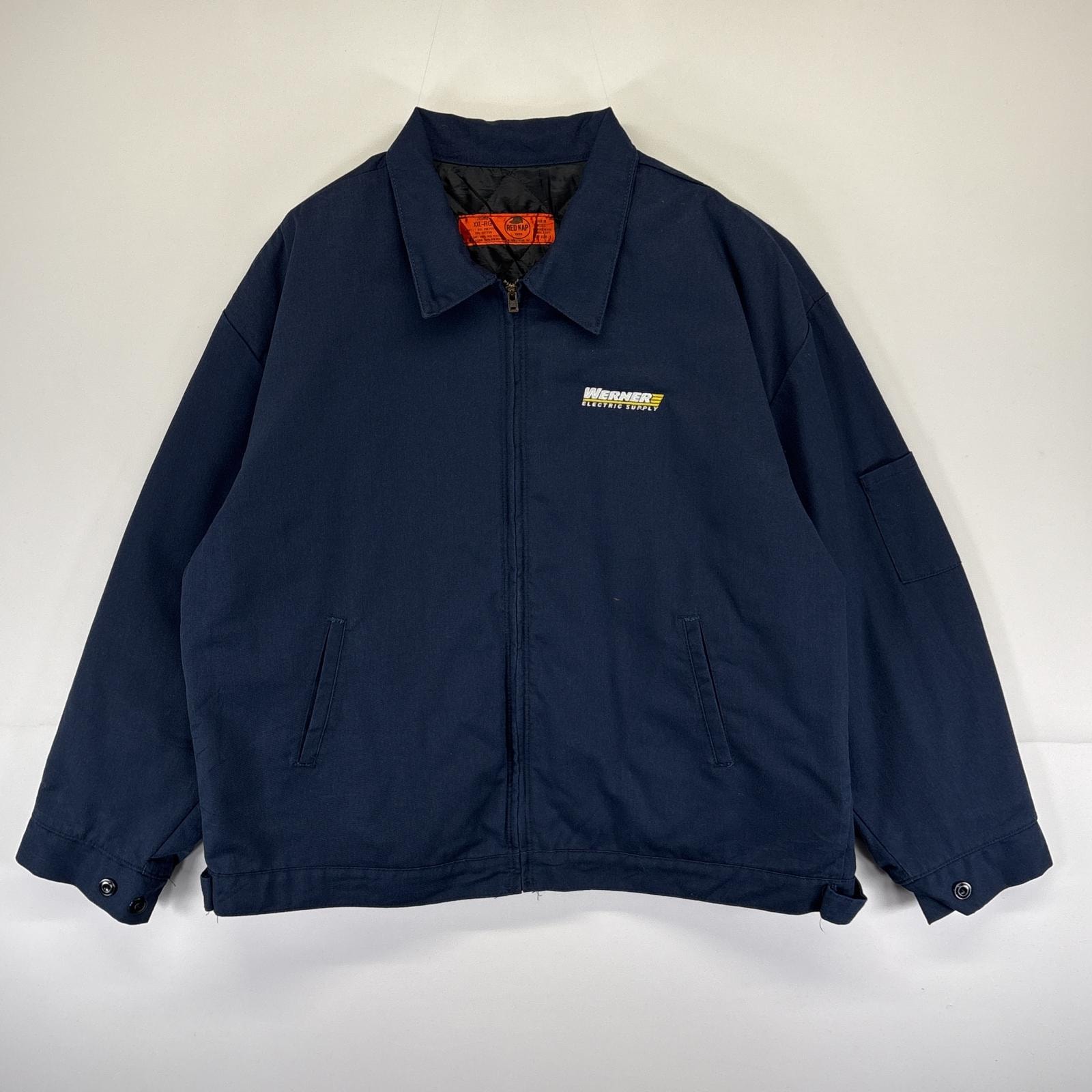 古着 レッドキャップ RED KAP ワークジャケット 中綿 ブルゾン 企業ロゴ 襟付き 作業着 大きいサイズ 14041  ネイビー メンズ