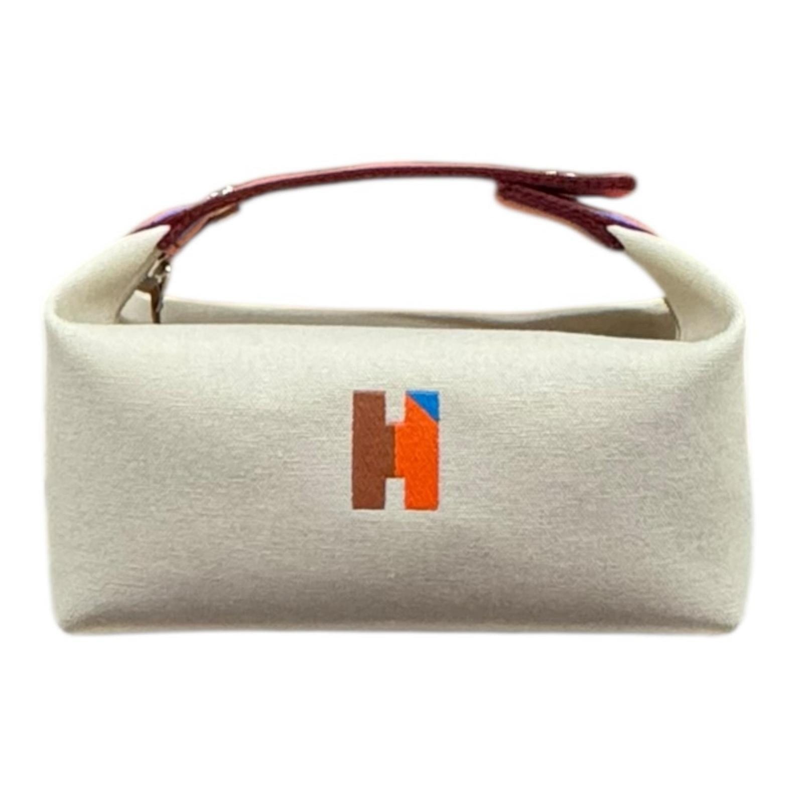 エルメス ブリッドアブラックPM ハンドバッグ コットン ホワイト レディース HERMES  中古