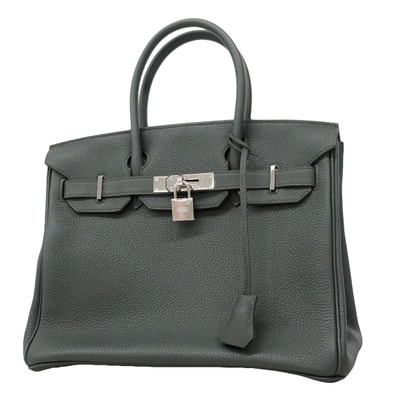 【6ia1132-g】エルメス ハンドバッグ バーキン30 トゴ ヴェールマングローブ シルバー金具 K刻印【中古】レディース