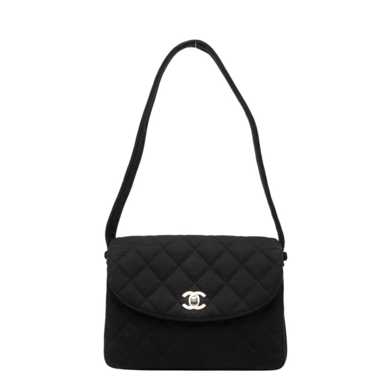 シャネル マトラッセ ココマーク ショルダーバッグ ブラック キャンバス レディース CHANEL 【中古】