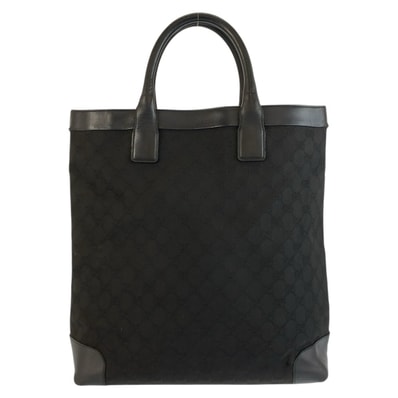 GUCCI グッチ ブラック 黒 GGキャンバス レザー/ トートバッグ ハンドバッグ 602143 【中古】