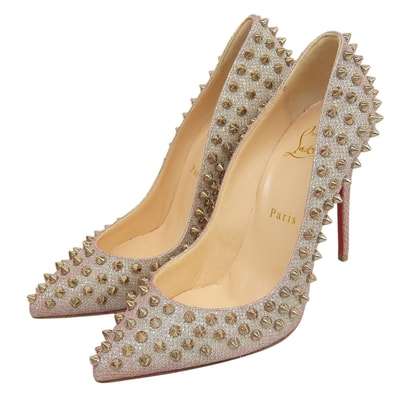 極美品 クリスチャンルブタン パンプス ピンク レディース 37