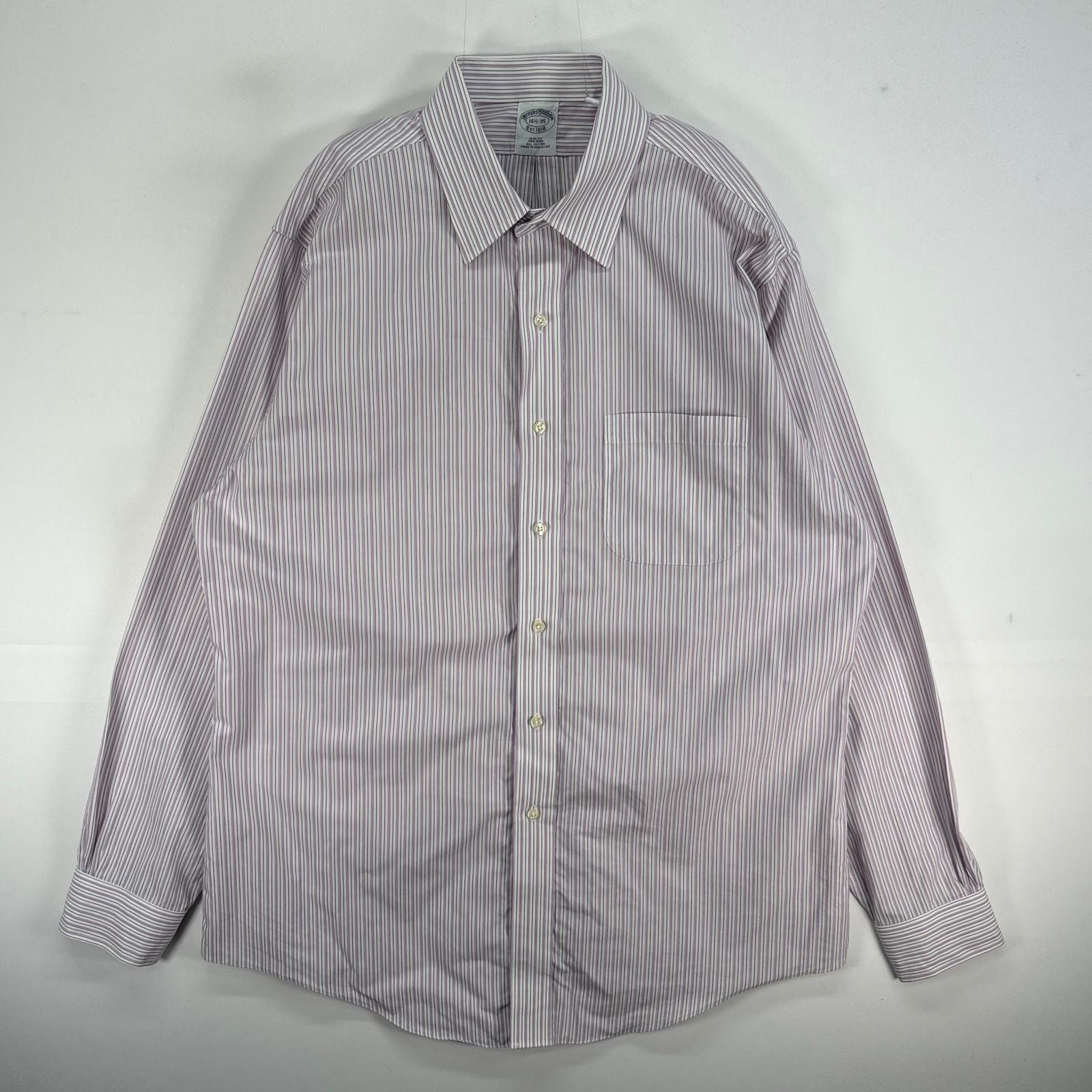 古着 ブルックスブラザーズ Brooks Brothers 長袖シャツ 胸ポケ SLIM FIT L  パープル系 ストライプ メンズ