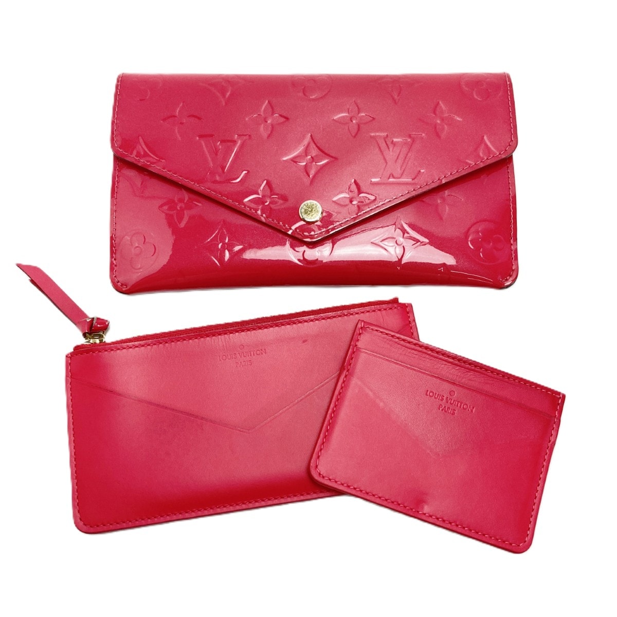 LOUIS VUITTON ルイヴィトン モノグラム ヴェルニ ポルトフォイユ・ジャンヌ M61689 ホットピンク 長財布