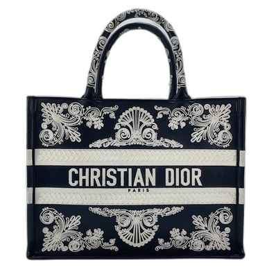 ディオール Dior ブックトート ミディアム 刺繍 トートバッグ レザー【中古】