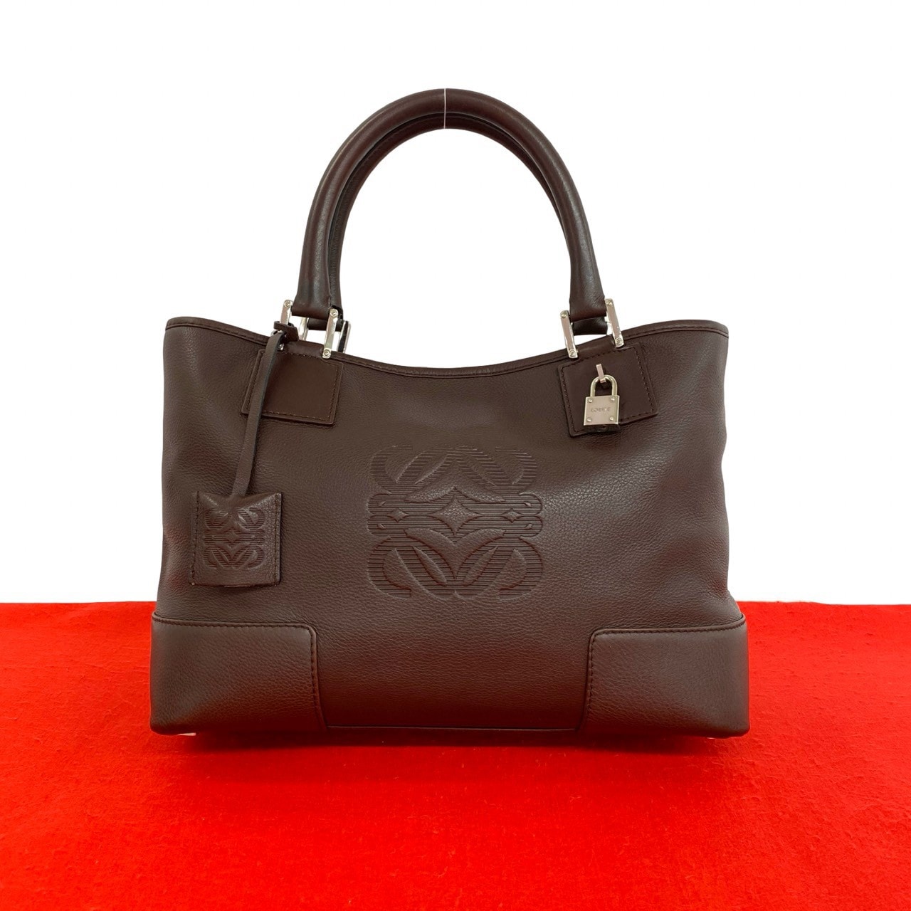 LOEWE ロエベ フスタ アナグラム ロゴ 刻印 レザー ハンドバッグ ブラウン
454-2