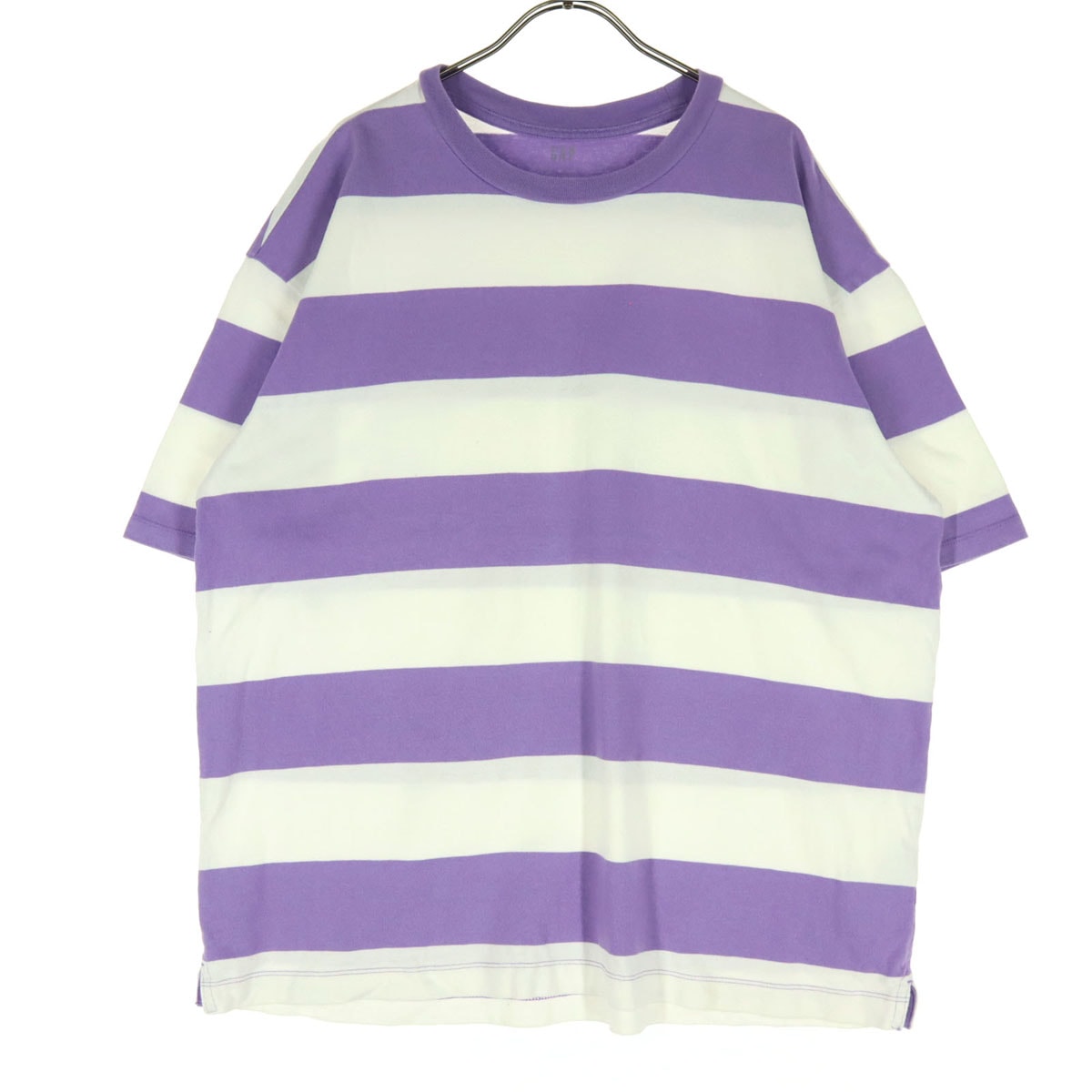 GAP ギャップ コットン ボーダー柄 バイカラー 半袖 カットソー L パープル系